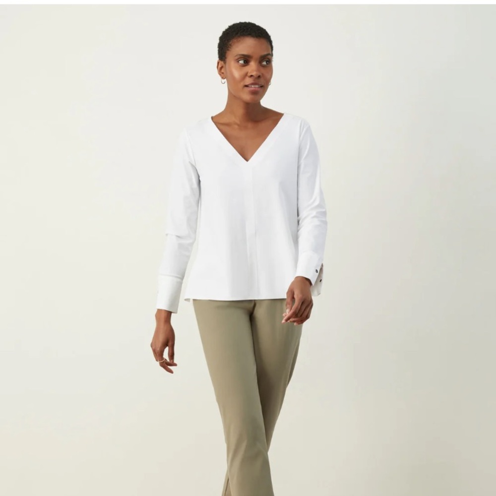 Aday Something Tailored White V-Neck Top